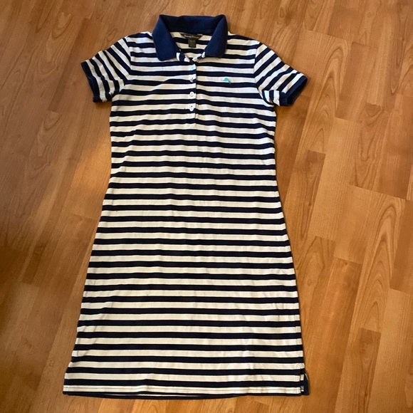 Tommy Bahama Navy & White Stripe Collared Button Up Midi Shirt Dress size XS - Picture 1 of 4